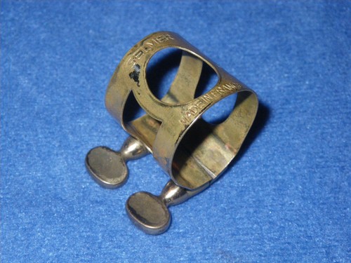 VINTAGE SELMER PARIS 2 SCREW LIGATURE for RUBBER SOPRANO SAXOPHONE MOUTHPIECE