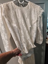 VTG Scott McClintock Dress Sz 4 Ivory Floral Lace Bridal Party Cottage 80s USA