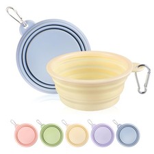Collapsible Dog Bowls 2-Pack Portable Travel with Carabiner Food-Grade Silicone