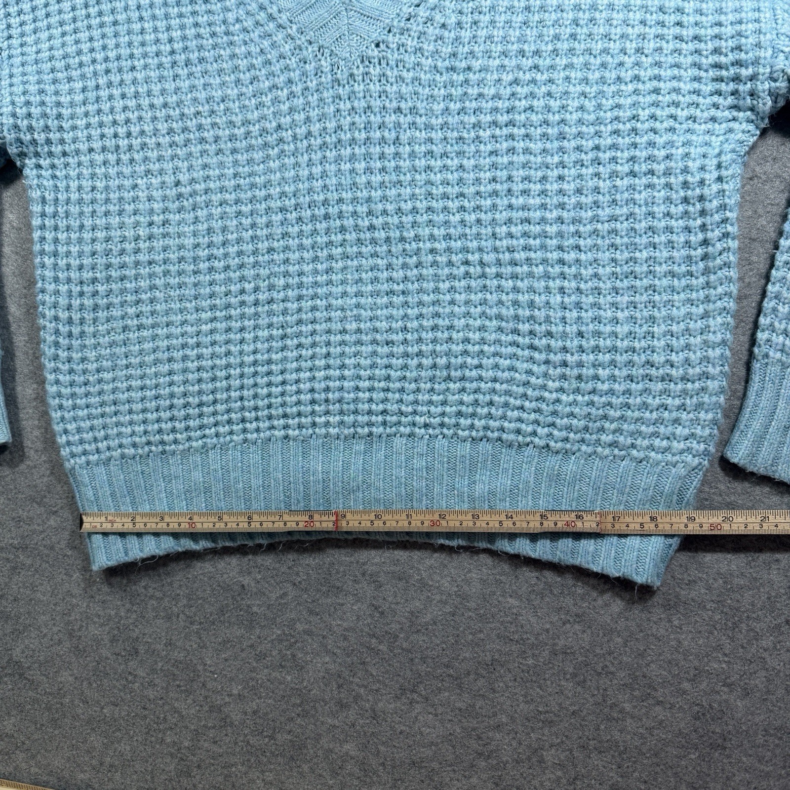 American Eagle Crochet Sweater Womens S Blue V Neck Chunky Knit Drop Shoulder thumbnail 13