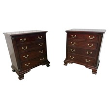 Vintage Henkel Harris 2007 Mahogany Bachelor Chest Nightstands - Set of 2