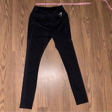 Gymshark Black Vital Seamless Leggings High Waisted Mesh Panels Small