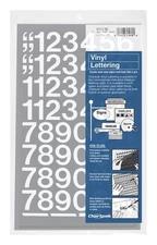 Self-Adhesive Vinyl Numbers, 1 Inch High, White, 44 per Pack (01136)