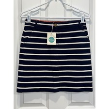 NWT Boden Women's Striped Mini Skirt Size 4 Navy Blue White Career Casual
