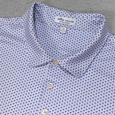 Peter Millar Summer Comfort Polo Shirt Men XL Blue Geometric Performance Stretch