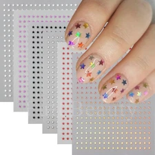 Stars Nail Art Stickers Decals 6 Sheets Supplies Self-Adhesive Peel SO285 NS53