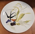 Pair (2) MCM 1950's Red Wing Pottery Hand Painted Capistrano Dinner Plates 11"D