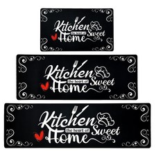 Kitchen Mats for Floor 3 Pieces Set, Non Slip Cushioned Runners Waterproof Co...