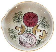 Vtg Los Angeles Pottery Ceramic Mixing Bowl With Spout Vegetables 70s Retro USA