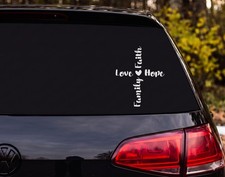 Faith Family Love Hope Word Cross Heart Vinyl Decal Sticker Car Window
