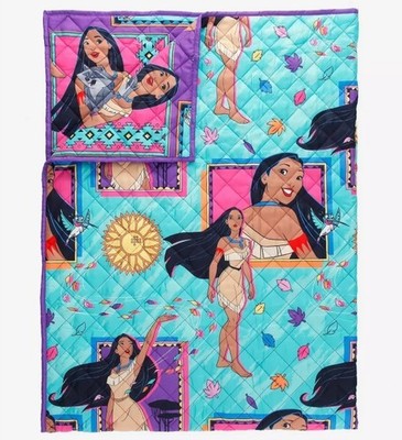 Disney Pocahontas Reversible Quilted Blanket Meeko Flit Colors of the Wind Retro