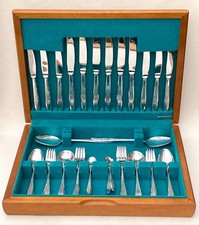 Osborne Sheffield Madison Silver Plated Cutlery Set 44pc Canteen Teak Vintage