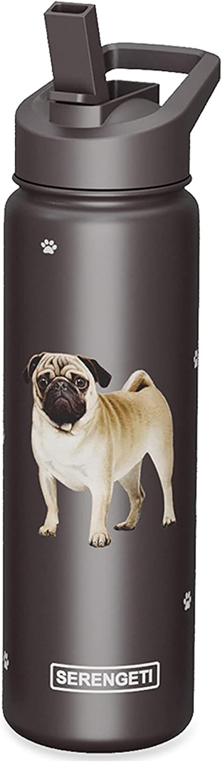 Бутылка для воды E-S Pets из нержавеющей стали 24 унции непроливайка мопс 5690₽