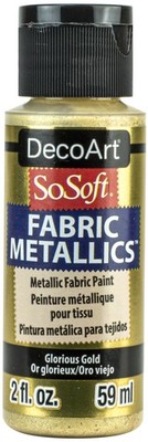 DecoArt SoSoft Fabric Metallics Acrylic Paint 2oz-Glorious Gold - 3 Pack