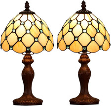 Tiffany Blue Beads Table Lamps Set of 2, 3-Color Temperatures for Home Office