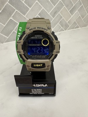 Casio Mud Resist Digital Watch 10 Year Battery 100m Water Resistant Beige Black