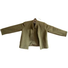 Doncaster Sz 10 Wool Jacket Cardigan Blazer Seamed Warm Felted Sage Green Lined