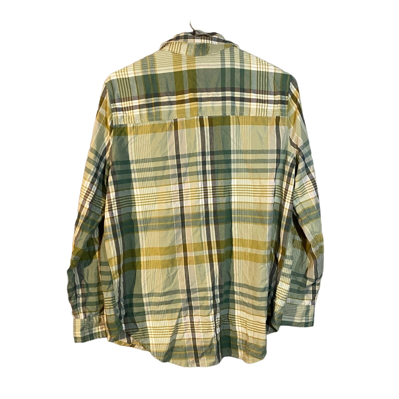 Universal Thread Yellow Multi-Color Plaid Button … - image 2