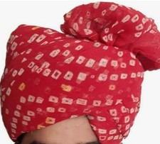 Indian Pagri Mens Turban Cloth Red 23x2 Feet Cotton Blend From India