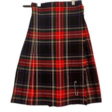 Vintage Highland Red Plaid Kilt 100 Wool Kilt Pin UK Girls 12 Made In Scotland