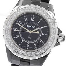 CHANEL J12 H0949 black ceramic diamond bezel Quartz Ladies Watch_984352