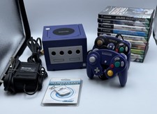 Nintendo GameCube Indigo Purple Console Bundle 2 Controller Memory Card 10 Games