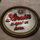 VINTAGE Stroh's is Spoken Here Beer Sign Reflective/Mirror 18.5”x21.5” Oval