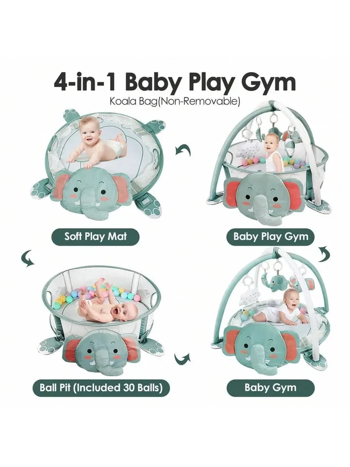 4-In-1 Baby Gym Tummy Time Mat For Floor Activity Gym Ball Pit Baby Toys - Image 2 of 4