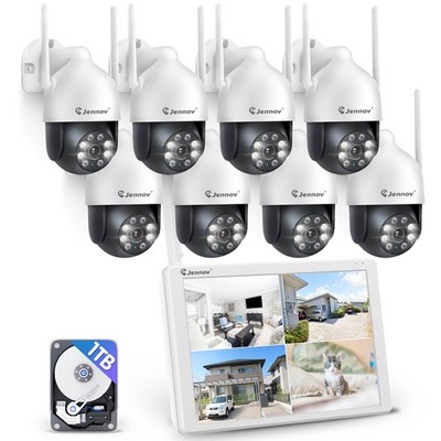 Funk Überwachungskamera Set Aussen WLAN 5MP Monitor PTZ Kamera Videoüberwachung