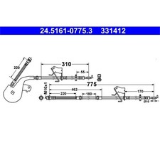 ATE BREMSSCHLAUCH mit SCHRAUBE VORNE LINKS passend für CITROËN C5 C6 PEUGEOT 407
