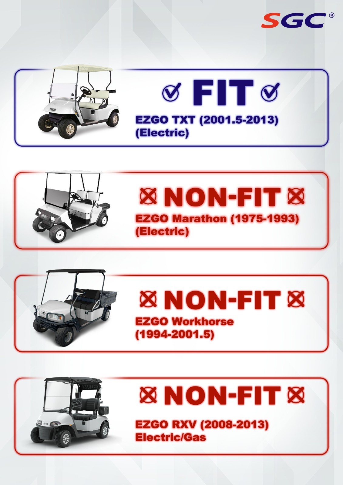 SGC 5" Lift Kit for EZGO Golf Cart 2001.5-2013 Elec TXT Model / HD Leaf Springs