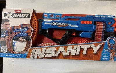 ZURU X-Shot Insanity Mad Mega Barrel Dart Gun 72 Darts Blue Orange