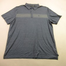 Travis Mathew Shirt Mens 2XL Short Sleeve Stripes Golf Polo Casual Blue