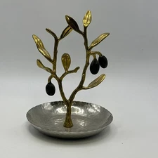 Michael Aram Olive Branch Collection Brass, S.S. & Black Enamel Ring Catch - A19