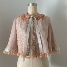 Vintage 1950s 1960s Pink and Blue Bed Jacket Lace Small Medium