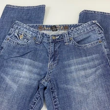 Rue 21 Women's Size 7/8 Blue Wash Bootcut Jeans Denim Pants Flap Pockets