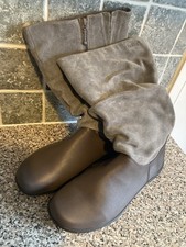Hotter Brown and Grey Mystery Mid Calf Boots Size UK 7 Wide Fit New