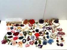 Lot of 95 assorted Vintage Fabric Millinery Flowers and Corsages