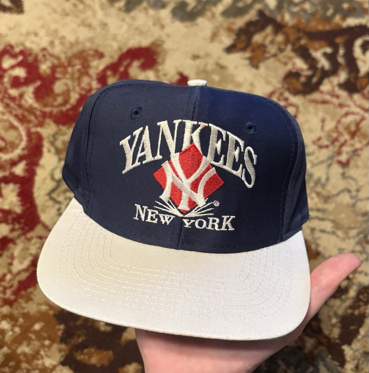 Vtg 90s New York Yankees Signatures Twill Spellout Adjustable