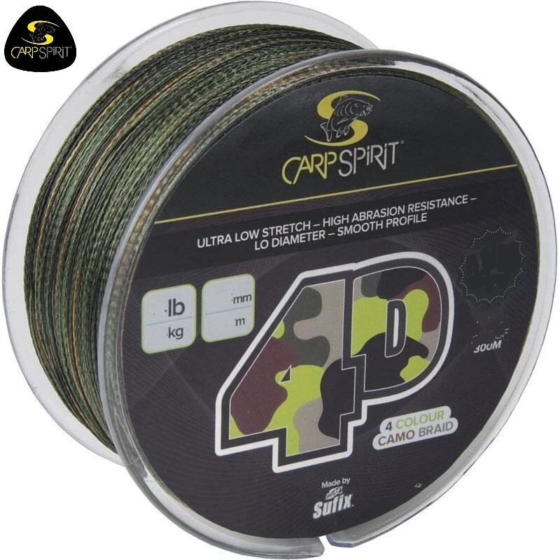 Tresse 4D Carp Spirit 300m a haute resistance a l'abrasion pour obstacle