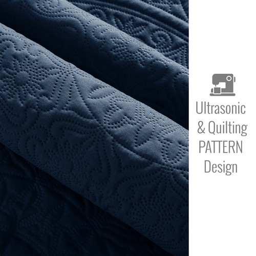 3 Piece Quilted Bedspread Full Queen King Size Ultra Soft Coverlet Comforter Set - Picture 39 of 179