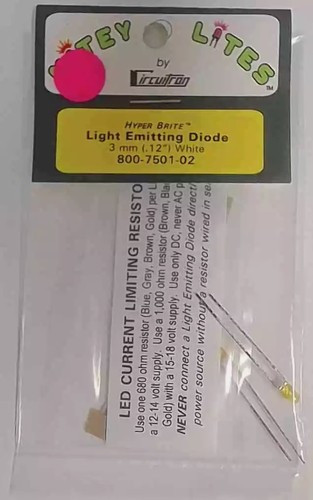 Diodo emisor de luz blanca Circuitron 800-7501-02 HO Mitey Lites 3 mm (.12") | Zustand: Used