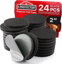 X-Protector Felt Furniture Pads - 24 Pcs 2" - Round 2 24 Black, Round, Black 