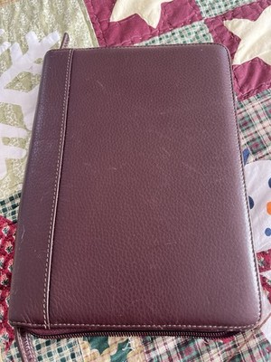 Levenger Burgundy Leather Zip Around Portfolio 10  x 7.5  Maroon Multi-pocket