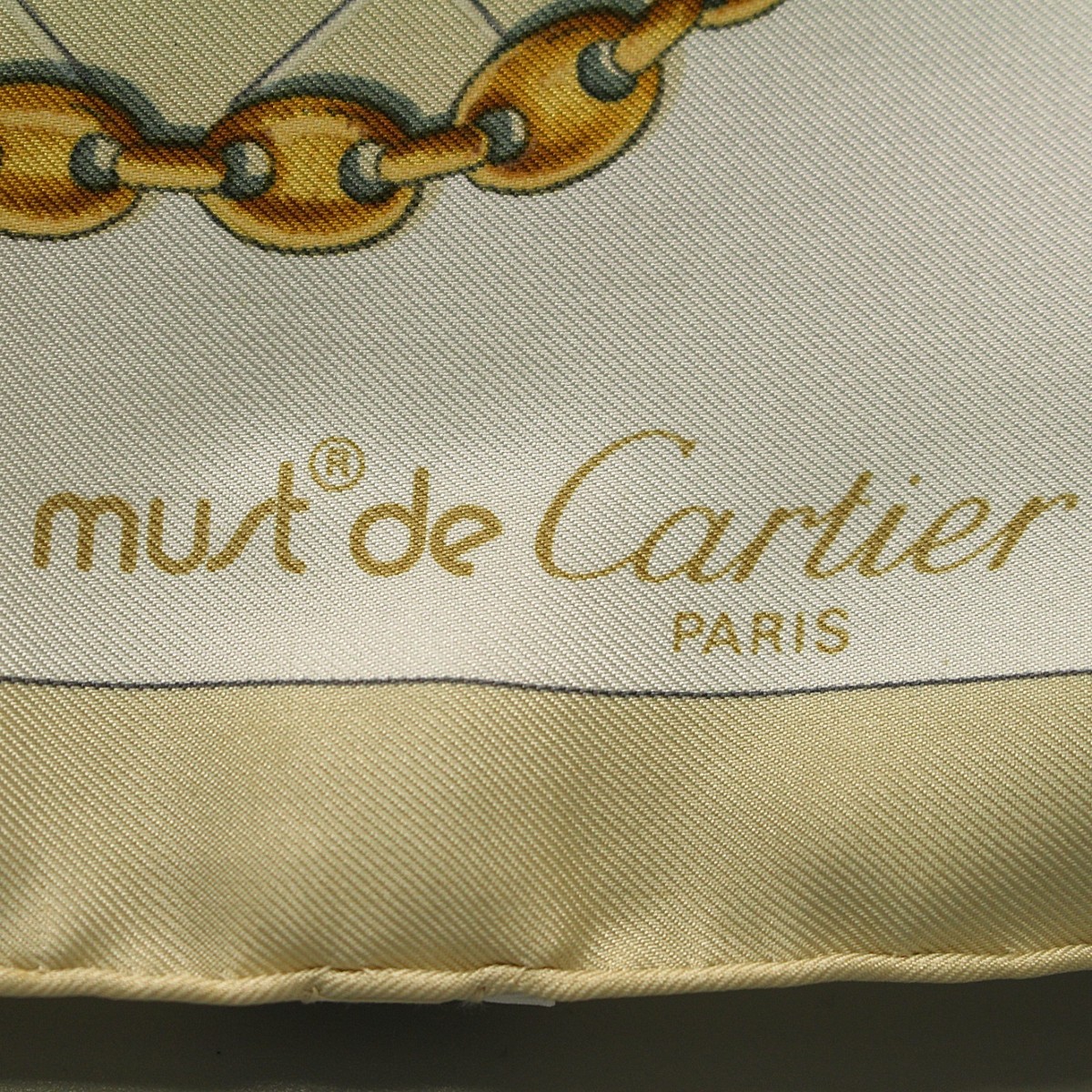 Cartier Les Must de Cartier Scarf, 100% Silk, Beige/Gold | eBay
