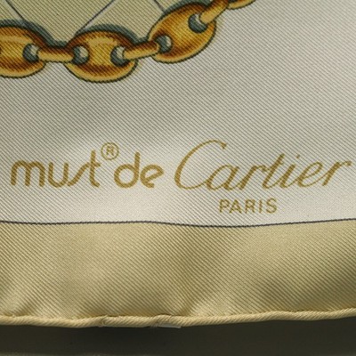 Cartier Les Must de Cartier Scarf, 100% Silk, Beige/Gold | eBay