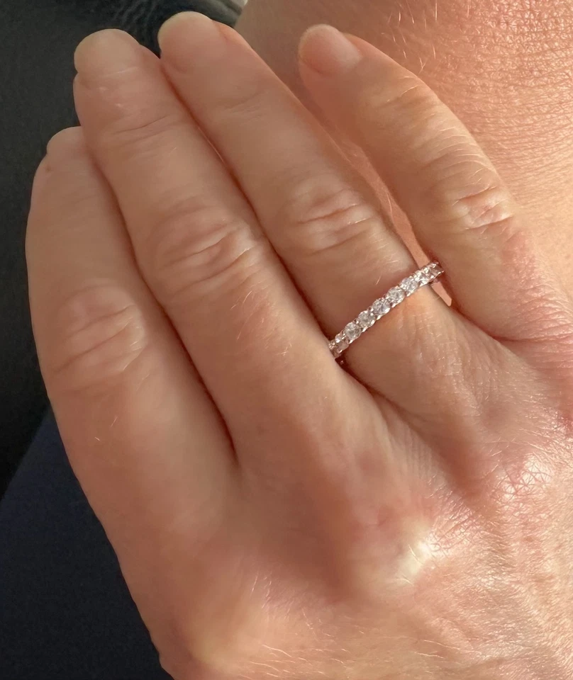 2,5 мм круглый CZ розового золота покрытием стек свадебное кольцо вечность 925 размер 10 - Изображение 4 из 4