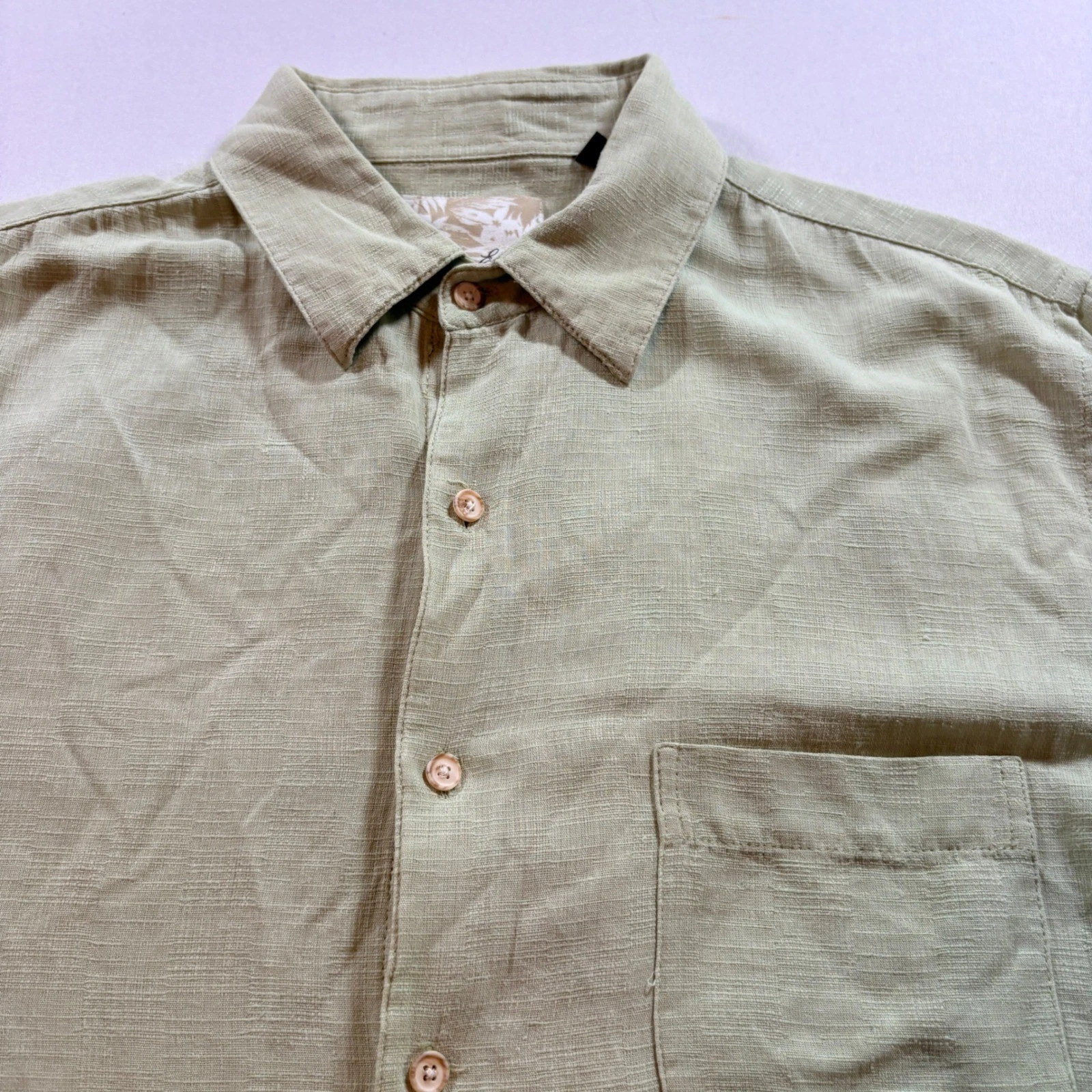 Tasso Elba Island Shirt Mens Large Green Silk Linen Short Sleeve Button Down
Opens in a new window o