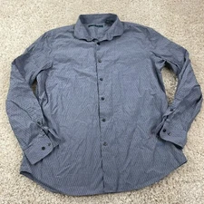 perry ellis mens size XL long sleeve button up dress shirt blue collard 