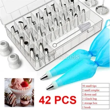 42Pcs Cake Decorating Supplies Set Flower Icing Tips Nozzles Tools w/ Coupler US